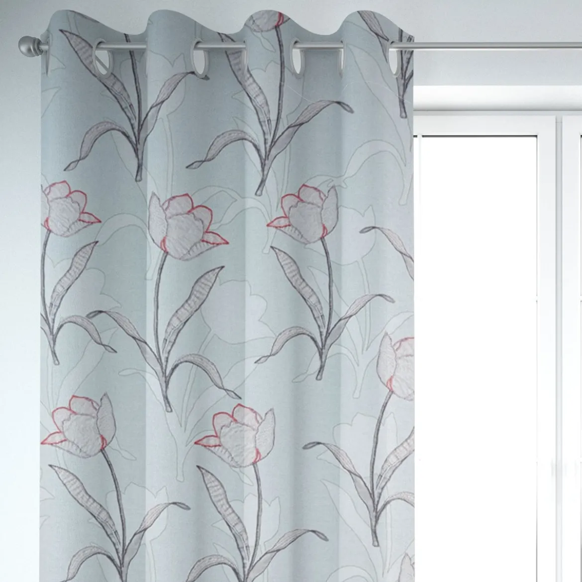 SCHÖNER LEBEN. Vorhang Tulpen mint 245cm oder Wunschlänge