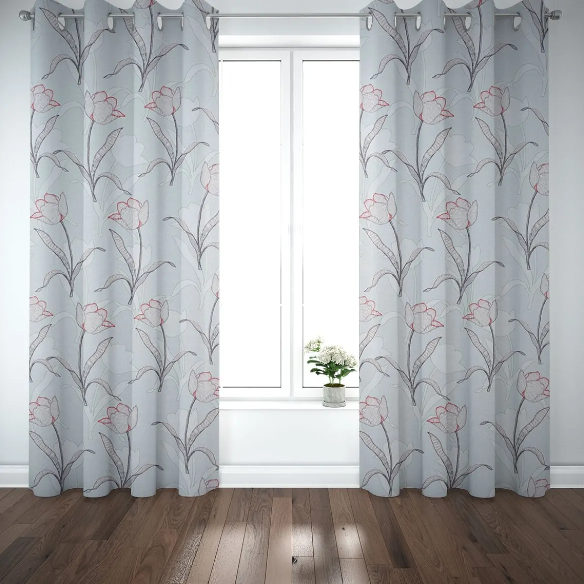 SCHÖNER LEBEN. Vorhang Tulpen mint 245cm oder Wunschlänge