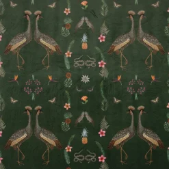 SCHÖNER LEBEN. Vorhang Velvet Deluxe Samt Tropical Vögel Blumen grün bunt 245cm oder Wunschlänge