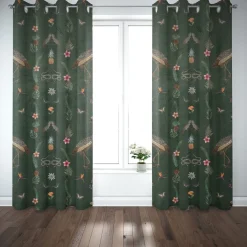 SCHÖNER LEBEN. Vorhang Velvet Deluxe Samt Tropical Vögel Blumen grün bunt 245cm oder Wunschlänge