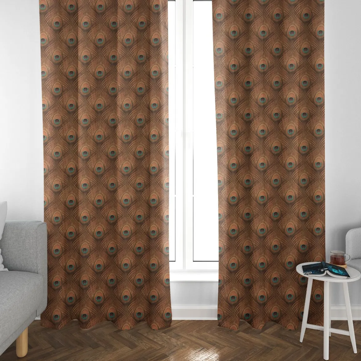 SCHÖNER LEBEN. Vorhang Velvet Deluxe Samt Pfauenauge Pfauenfeder ocker gold 245cm oder Wunschlänge