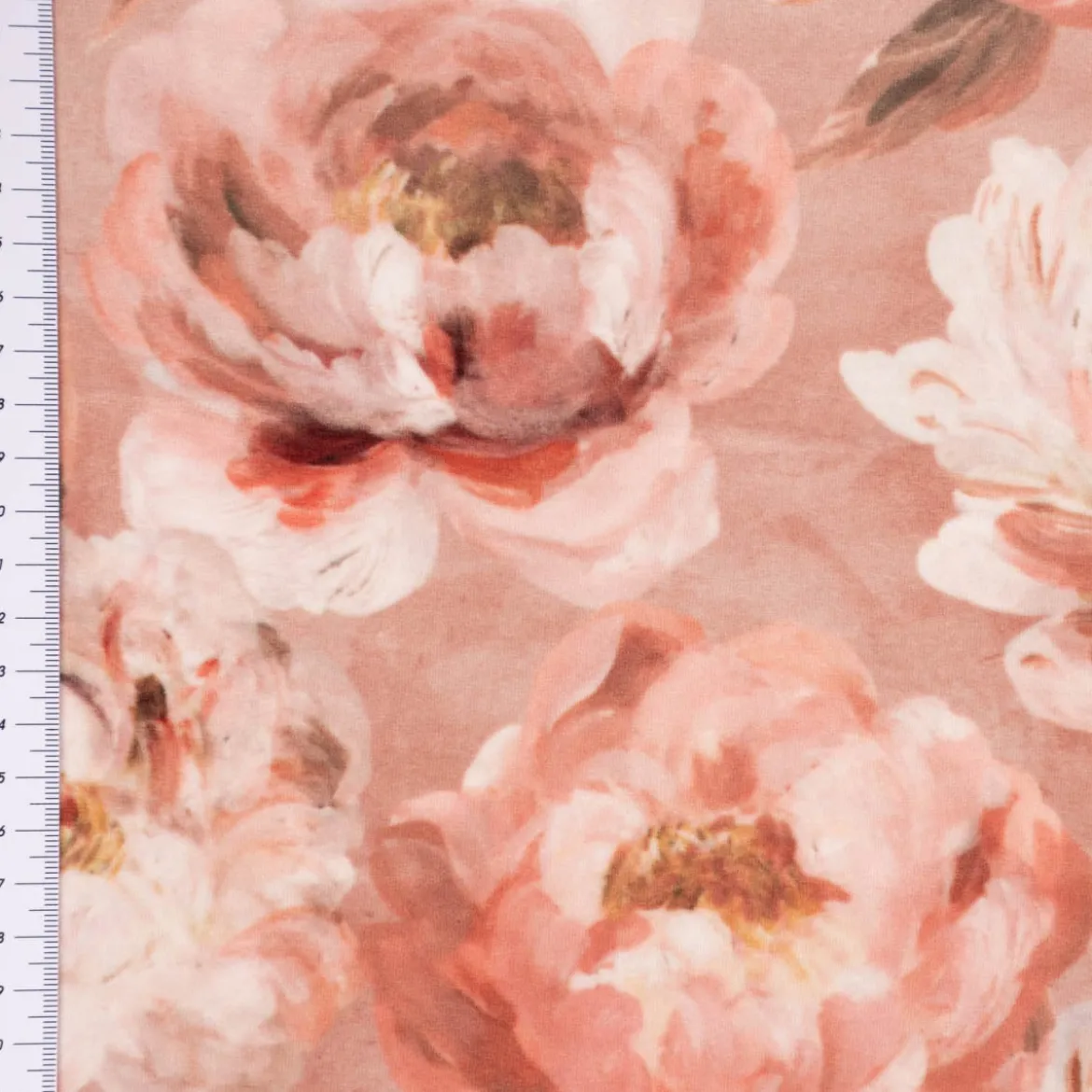 SCHÖNER LEBEN. Vorhang Velvet Deluxe Romantic Peony Dream Pfingstrosen rosa 245cm oder Wunschlänge