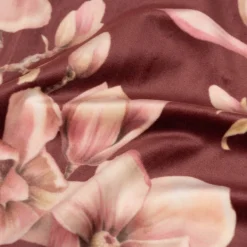 SCHÖNER LEBEN. Vorhang Velvet Deluxe Sweet Magnolia Magnolien bordeaux rosa 245cm oder Wunschlänge