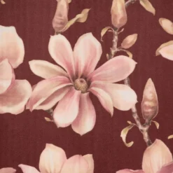 SCHÖNER LEBEN. Vorhang Velvet Deluxe Sweet Magnolia Magnolien bordeaux rosa 245cm oder Wunschlänge