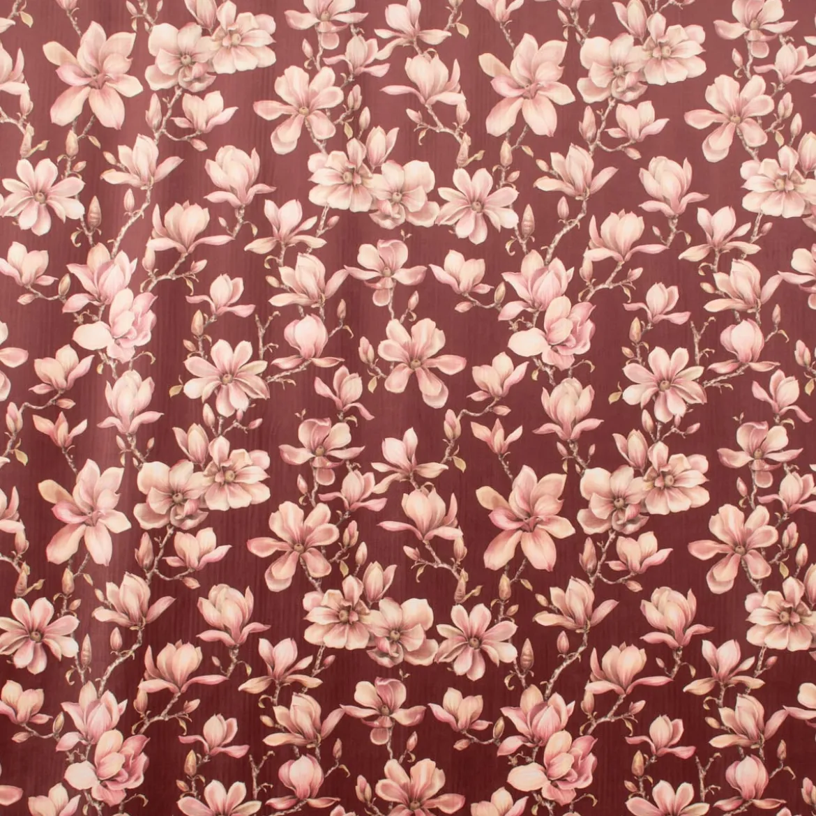 SCHÖNER LEBEN. Vorhang Velvet Deluxe Sweet Magnolia Magnolien bordeaux rosa 245cm oder Wunschlänge