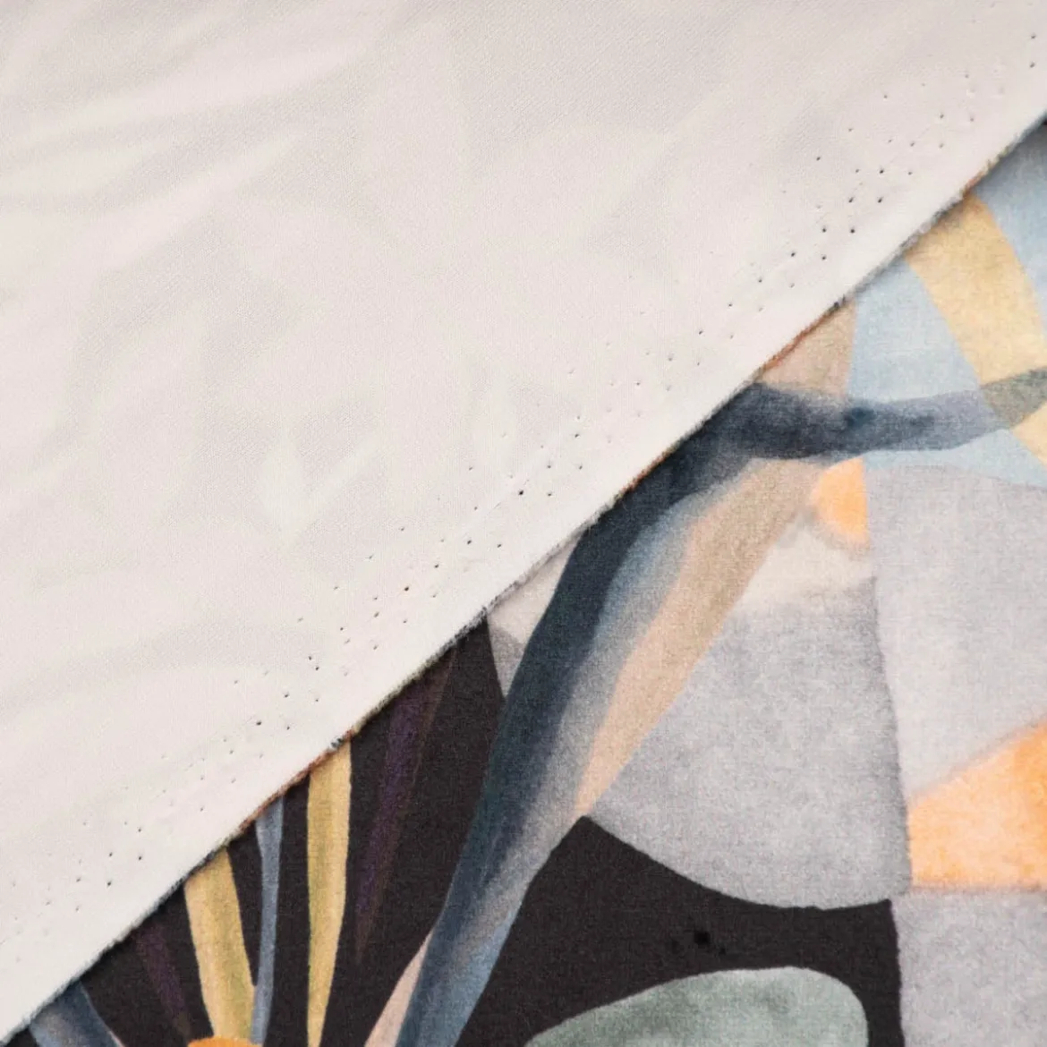 SCHÖNER LEBEN. Vorhang Velvet Digitaldruck Art Deco Blätter Formen schwarz orange 245cm oder Wunschlänge