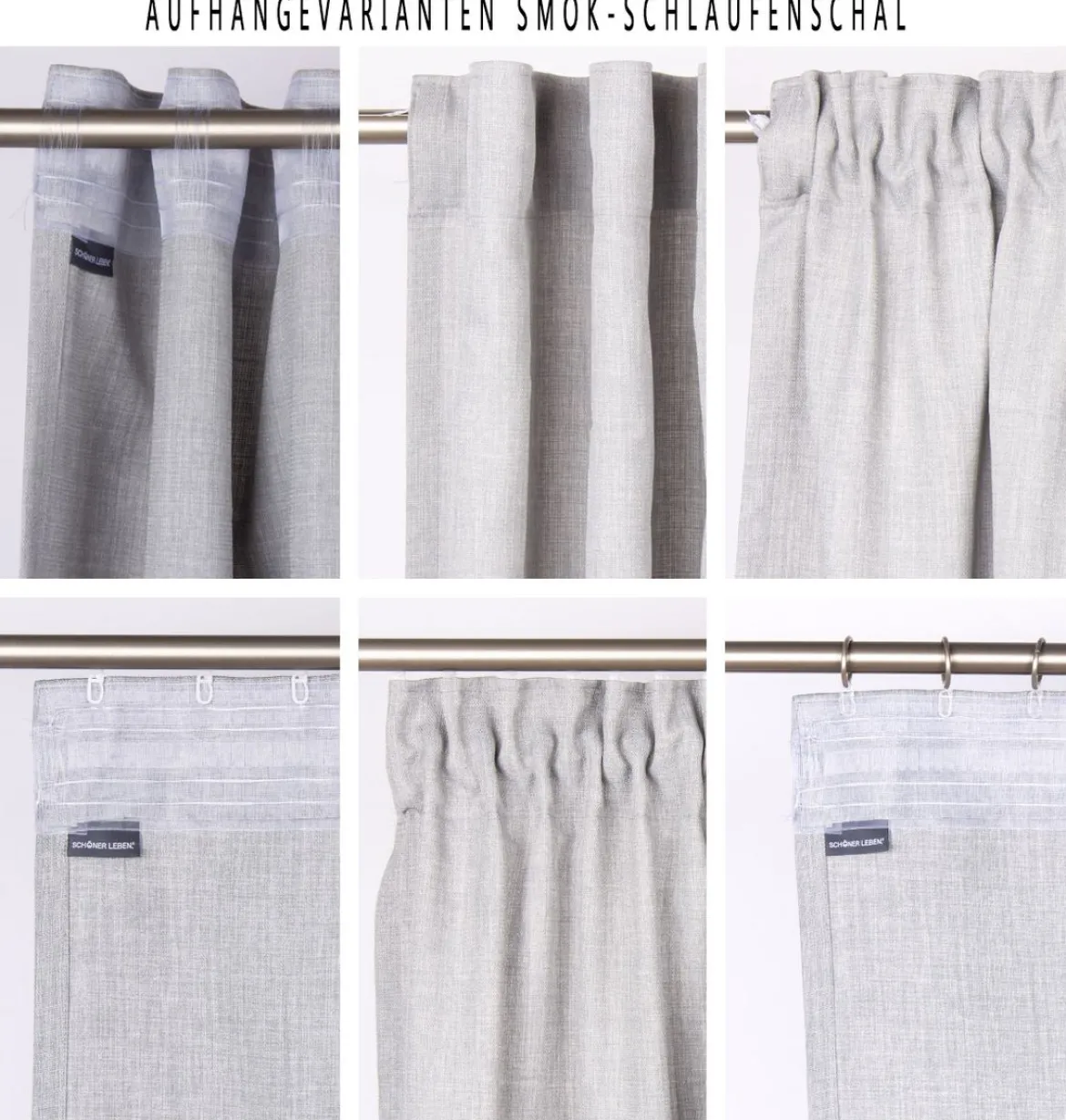 SCHÖNER LEBEN. Vorhang Vorhangschal mit Smok-Schlaufenband creme Kreise in grau braun 245cm oder Wunschlänge
