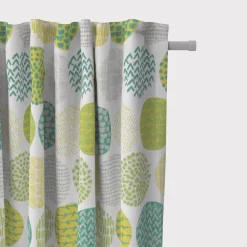 SCHÖNER LEBEN. Vorhang Vorhangschal mit Smok-Schlaufenband creme Kreise grün taupe Tönen 245cm oder Wunschlänge