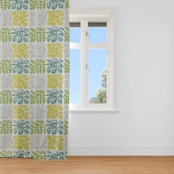 SCHÖNER LEBEN. Vorhang Vorhangschal mit Smok-Schlaufenband creme mit Blätter in grün Tönen 245cm oder Wunschlänge