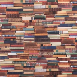 SCHÖNER LEBEN. Vorhang Vorhangschal mit Smok-Schlaufenband Digitaldruck Bücher Books bunt 245cm oder Wunschlänge
