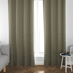 SCHÖNER LEBEN. Vorhang Waffelrelief Kästchenstruktur uni khaki-grün 245cm oder Wunschlänge