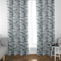SCHÖNER LEBEN. Vorhang Wellen blau 245cm oder Wunschlänge