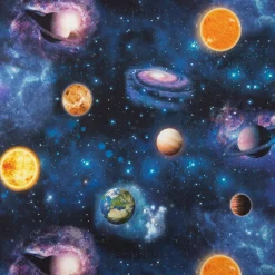 SCHÖNER LEBEN. Vorhang Weltall Weltraum Planeten Erde blau bunt 245cm oder Wunschlänge