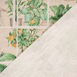 SCHÖNER LEBEN. Vorhang Wintergarten Pflanztöpfe beige grün 245cm oder Wunschlänge