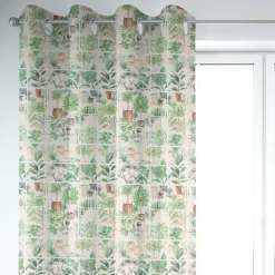 SCHÖNER LEBEN. Vorhang Wintergarten Pflanztöpfe beige grün 245cm oder Wunschlänge