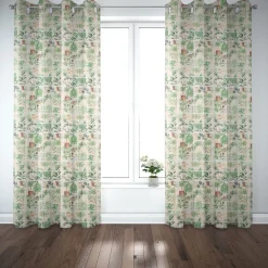 SCHÖNER LEBEN. Vorhang Wintergarten Pflanztöpfe beige grün 245cm oder Wunschlänge