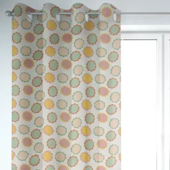 SCHÖNER LEBEN. Vorhang wollweiß mit Blumen Blüten bunt 245cm oder Wunschlänge