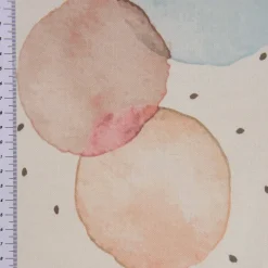 SCHÖNER LEBEN. Vorhang wollweiß mit Kreisen Aquarell-Tupfen pastell 245cm oder Wunschlänge