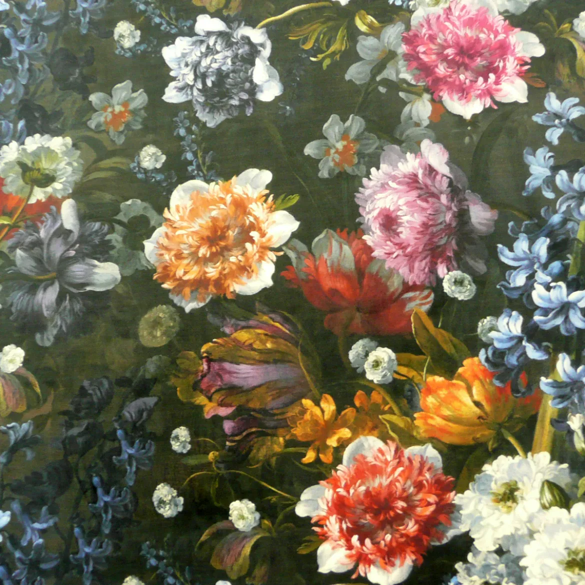 SCHÖNER LEBEN. Wendekissen mit Kederumrandung und Federfüllung Samt Blumen bunt beere 30x50cm