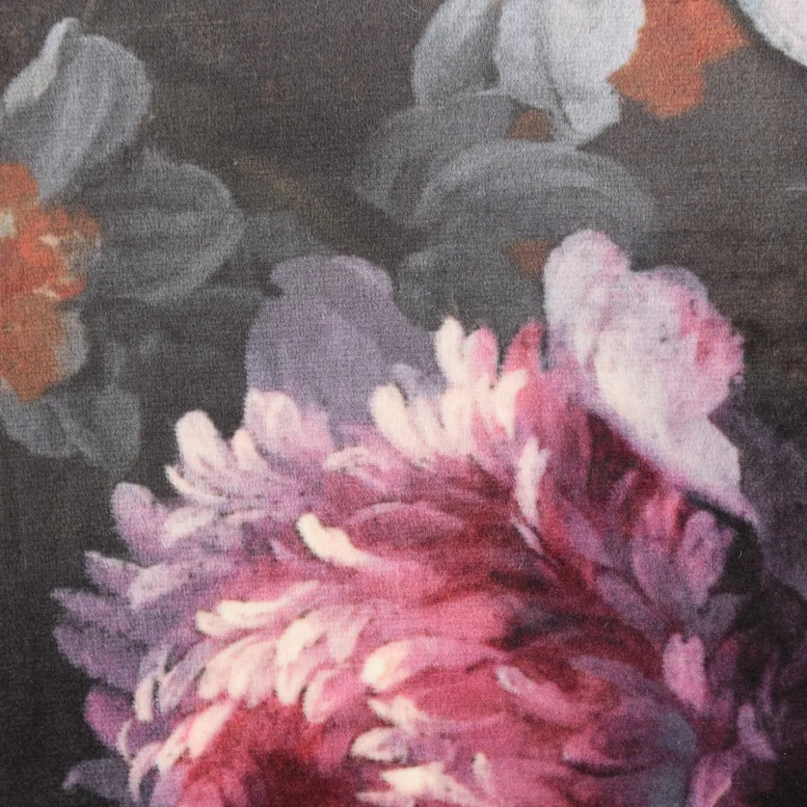 SCHÖNER LEBEN. Wendekissen mit Kederumrandung und Federfüllung Samt Blumen bunt beere 30x50cm