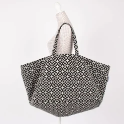 SCHÖNER LEBEN. XXL Tasche stabiler Riesenshopper Kreise schwarz weiß 88x35x40cm