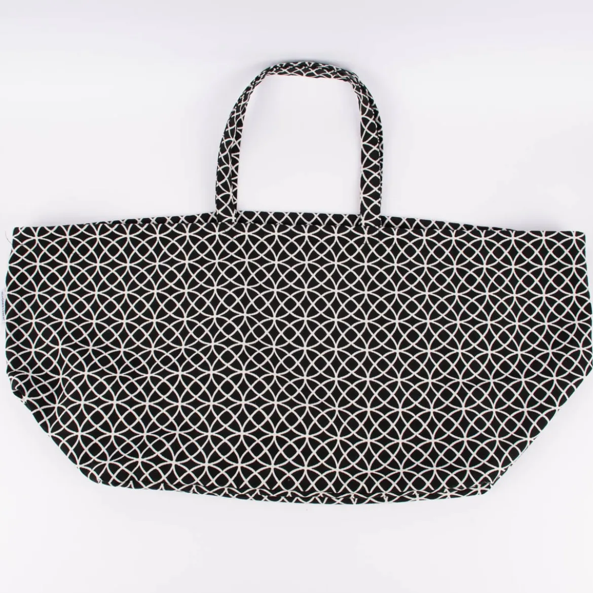 SCHÖNER LEBEN. XXL Tasche stabiler Riesenshopper Kreise schwarz weiß 88x35x40cm