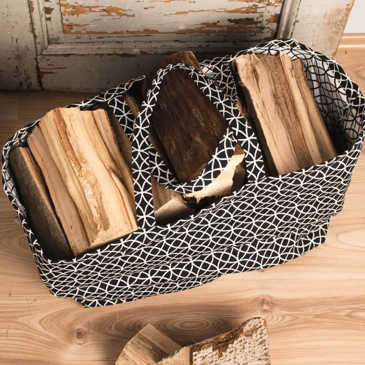 SCHÖNER LEBEN. XXL Tasche stabiler Riesenshopper Kreise schwarz weiß 88x35x40cm