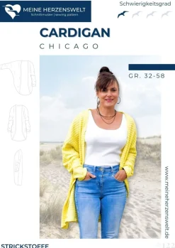Schnittmuster Cardigan Damen Papierschnittmuster meine Chicago Gr. 32-58 von Meine Herzenswelt