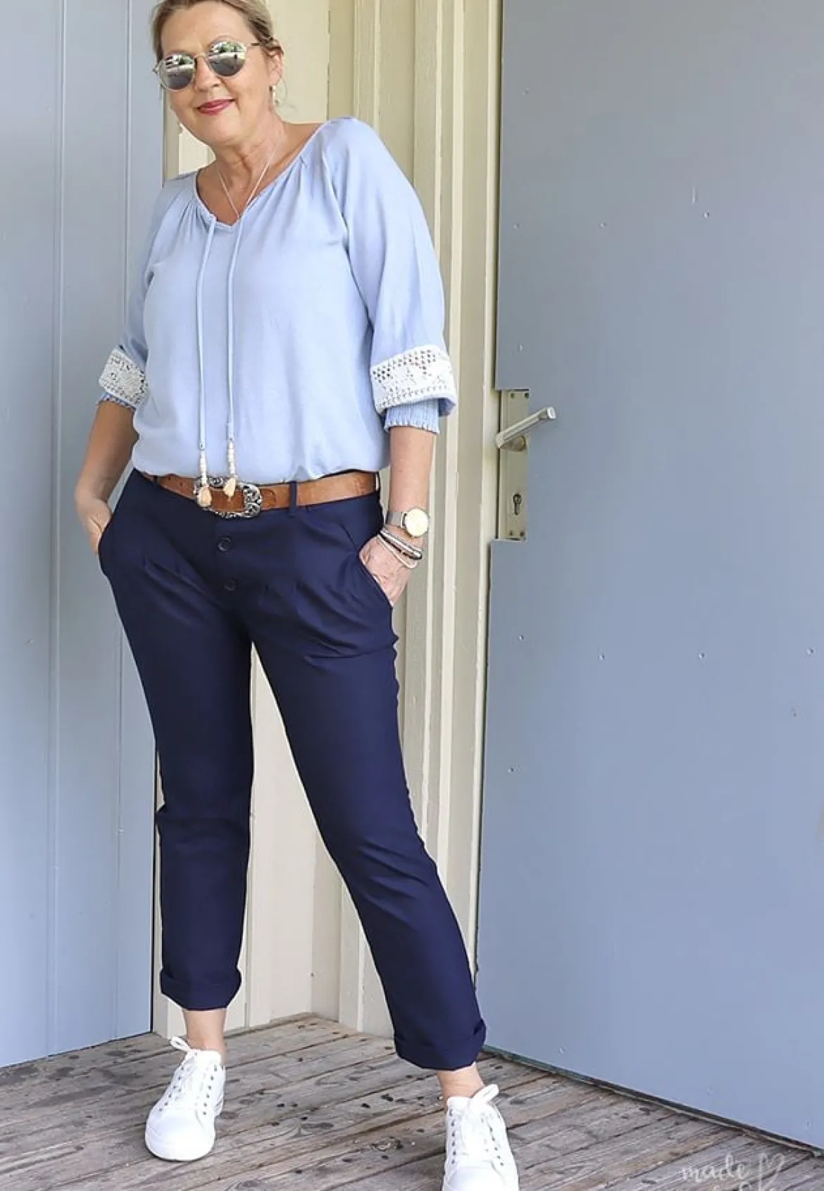 Schnittmuster Chino Hose Damen Papierschnittmuster meine Helen Gr. 32-50 von Meine Herzenswelt