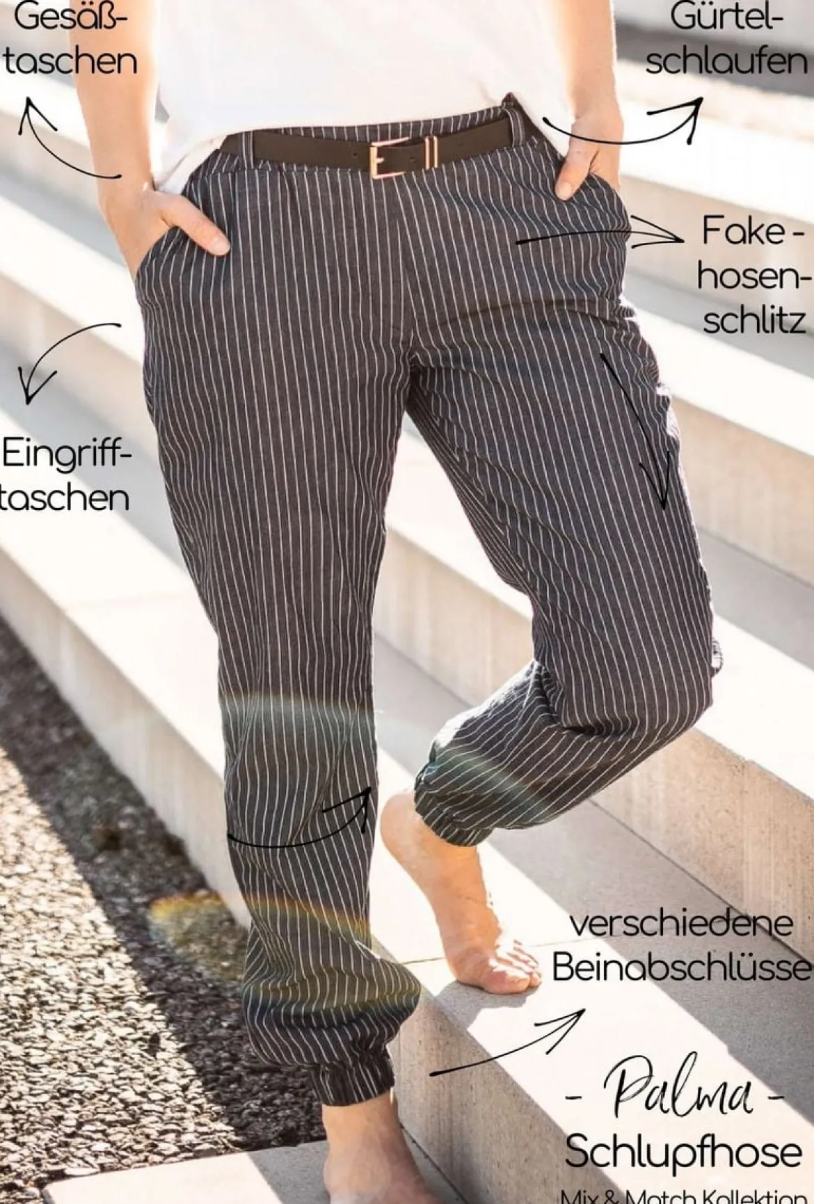 Schnittmuster Schlupfhose Damen Papierschnittmuster Palma Gr. 32-54 von Meine Herzenswelt
