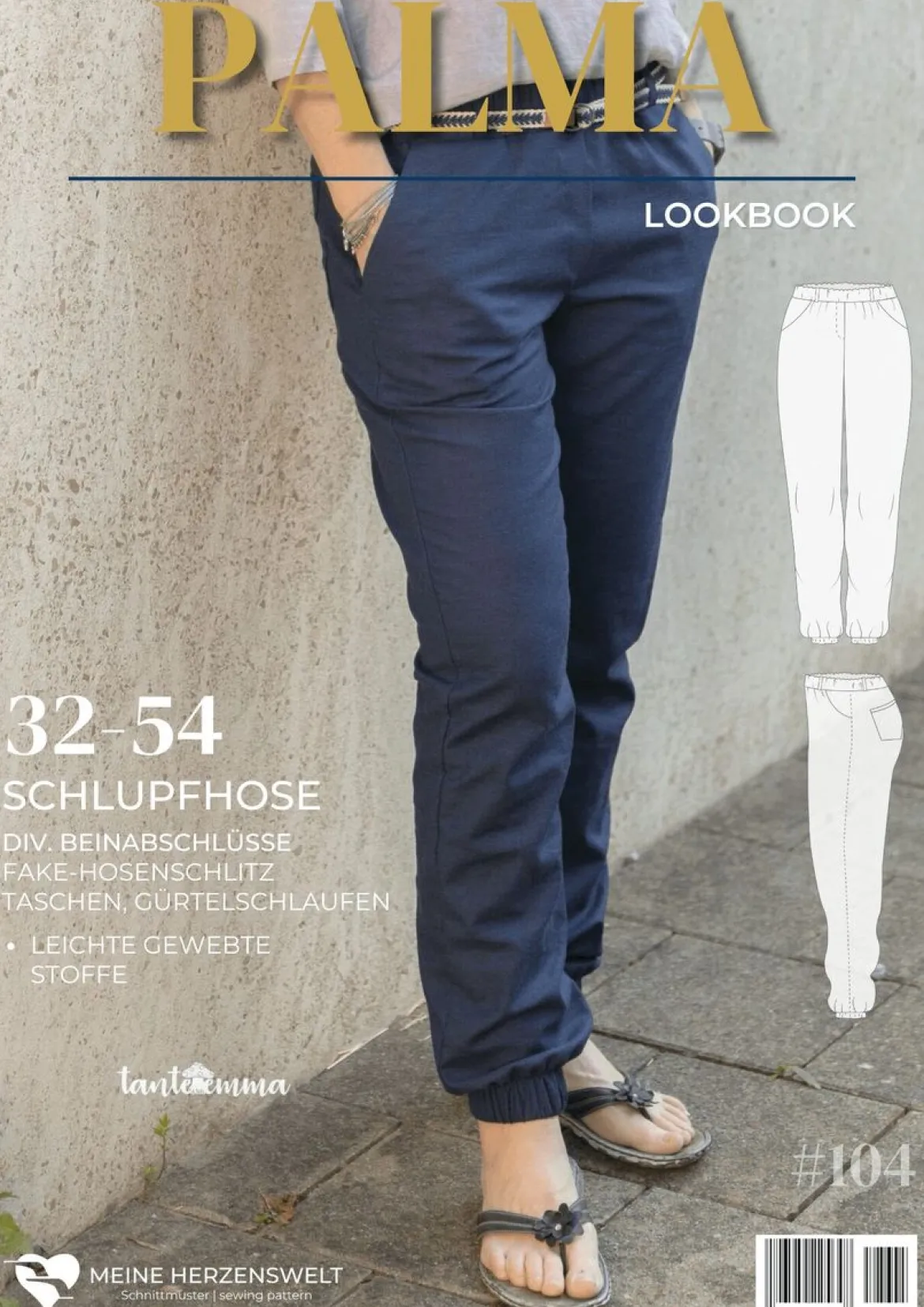 Schnittmuster Schlupfhose Damen Papierschnittmuster Palma Gr. 32-54 von Meine Herzenswelt