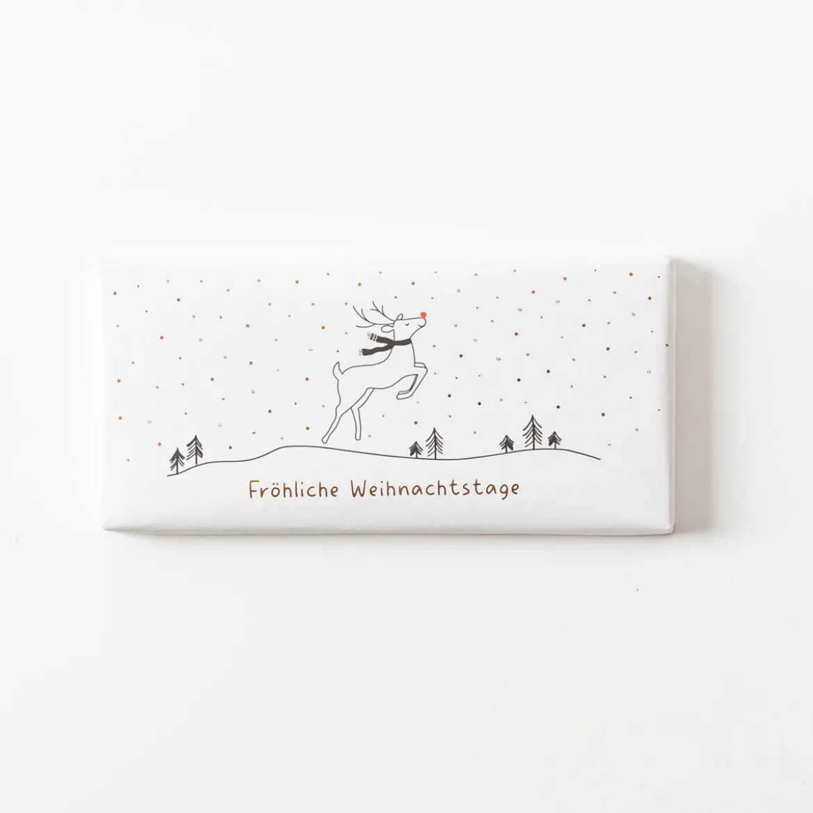 Schokotafel Fröhliche Weihnachtstage mit Goldveredelung weiß 30g von Grafik Werkstatt