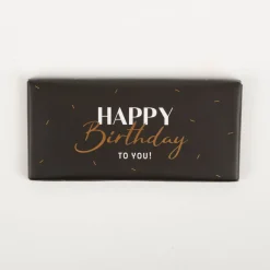 Schokotafel "Happy Birthday to you" Schwarz mit Goldveredelung 30g von Grafik Werkstatt