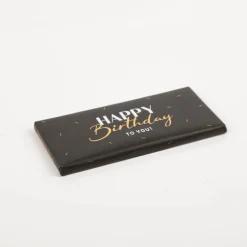 Schokotafel "Happy Birthday to you" Schwarz mit Goldveredelung 30g von Grafik Werkstatt