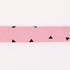 Schrägband Einfassband Baumwolle bedruckt Dreiecke altrosa schwarz Breite: 2cm