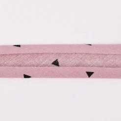 Schrägband Einfassband Baumwolle bedruckt Dreiecke altrosa schwarz Breite: 2cm