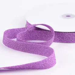 Schrägband Einfassband Lurex Glitzer lila Breite: 2cm