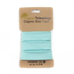 Schrägband Einfassband Organic Bio Popeline Baumwolle 20mm uni aqua blau 5m