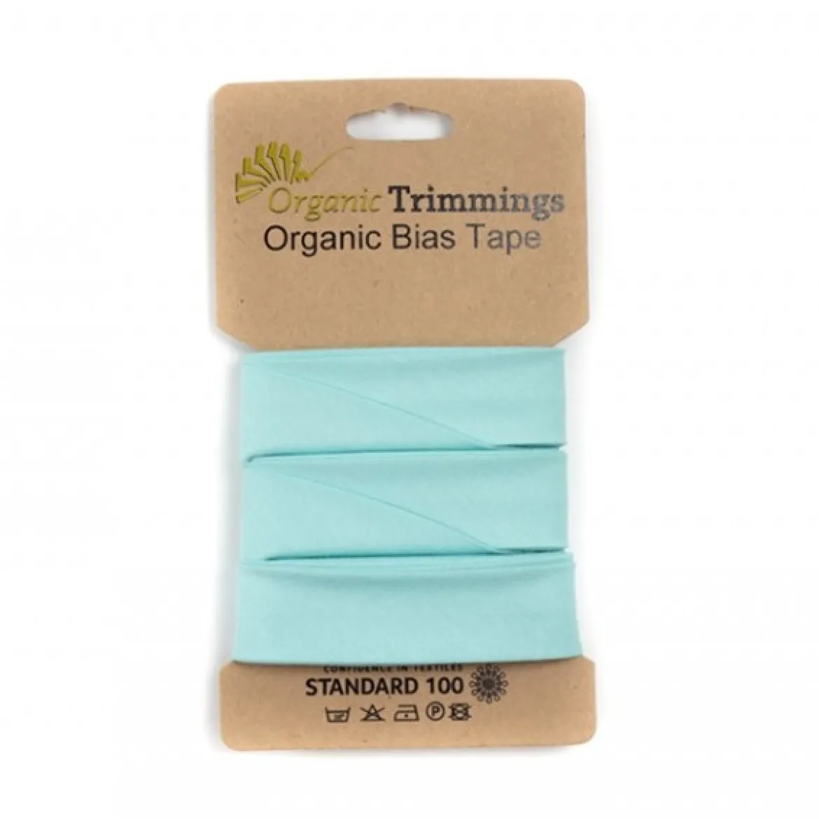 Schrägband Einfassband Organic Bio Popeline Baumwolle 20mm uni aqua blau 5m