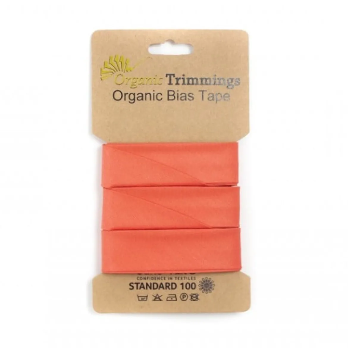 Schrägband Einfassband Organic Bio Popeline Baumwolle 20mm uni lachsrosa dunkel 5m