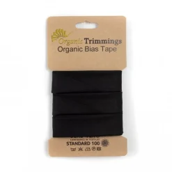Schrägband Einfassband Organic Bio Popeline Baumwolle 20mm uni schwarz 5m