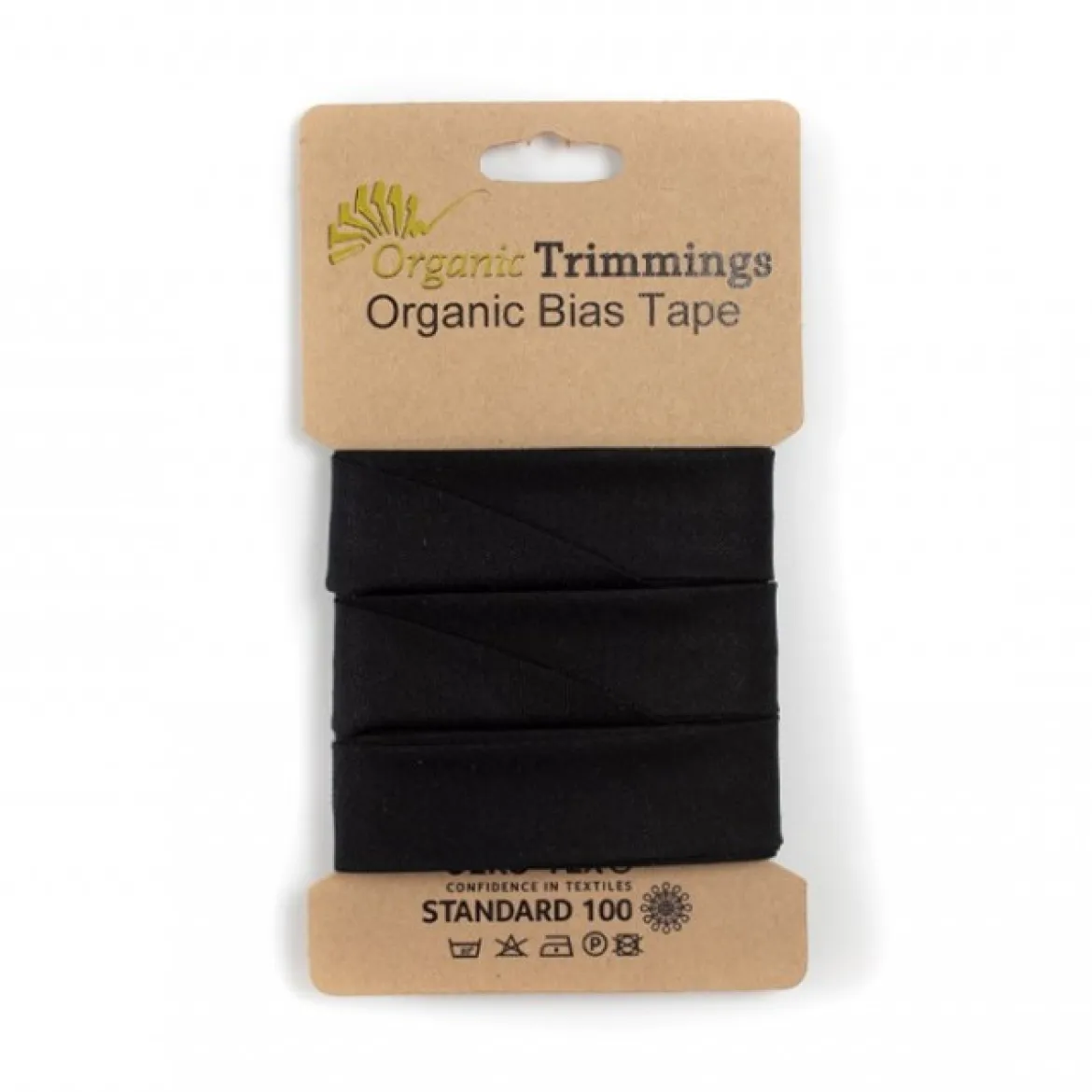 Schrägband Einfassband Organic Bio Popeline Baumwolle 20mm uni schwarz 5m