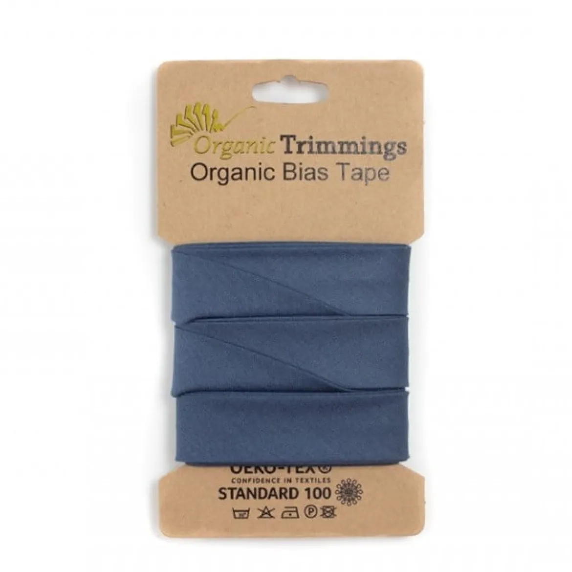 Schrägband Einfassband Organic Bio Popeline Baumwolle 20mm uni jeansblau 5m
