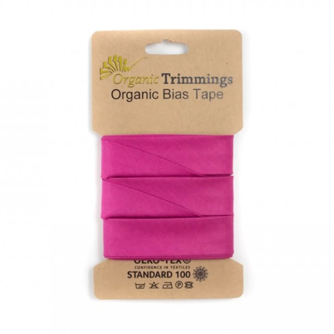 Schrägband Einfassband Organic Bio Popeline Baumwolle 20mm uni fuchsia 5m