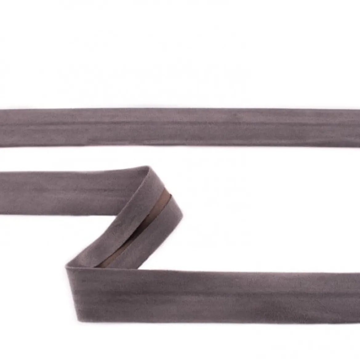 Schrägband Velourleder dunkelgrau Meterware Breite: 2cm