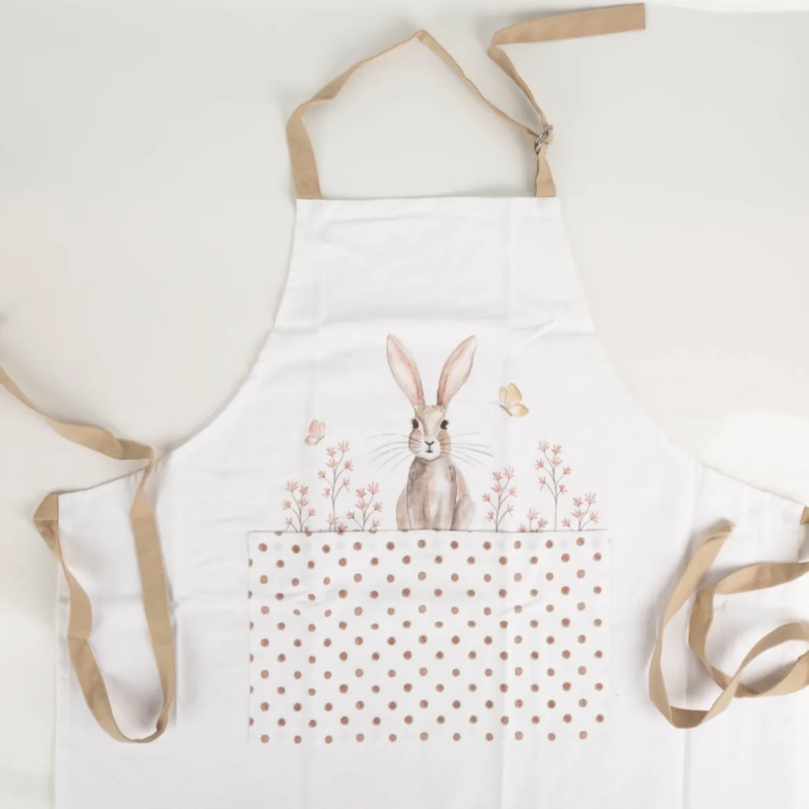Schürze aus Baumwolle Hase weiß braun 70x85cm von Clayre & Eef