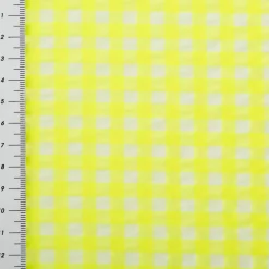 Seersucker Bekleidungsstoff YARN DYED Baumwollmischung Karo weiß neon gelb 1,45m Breite