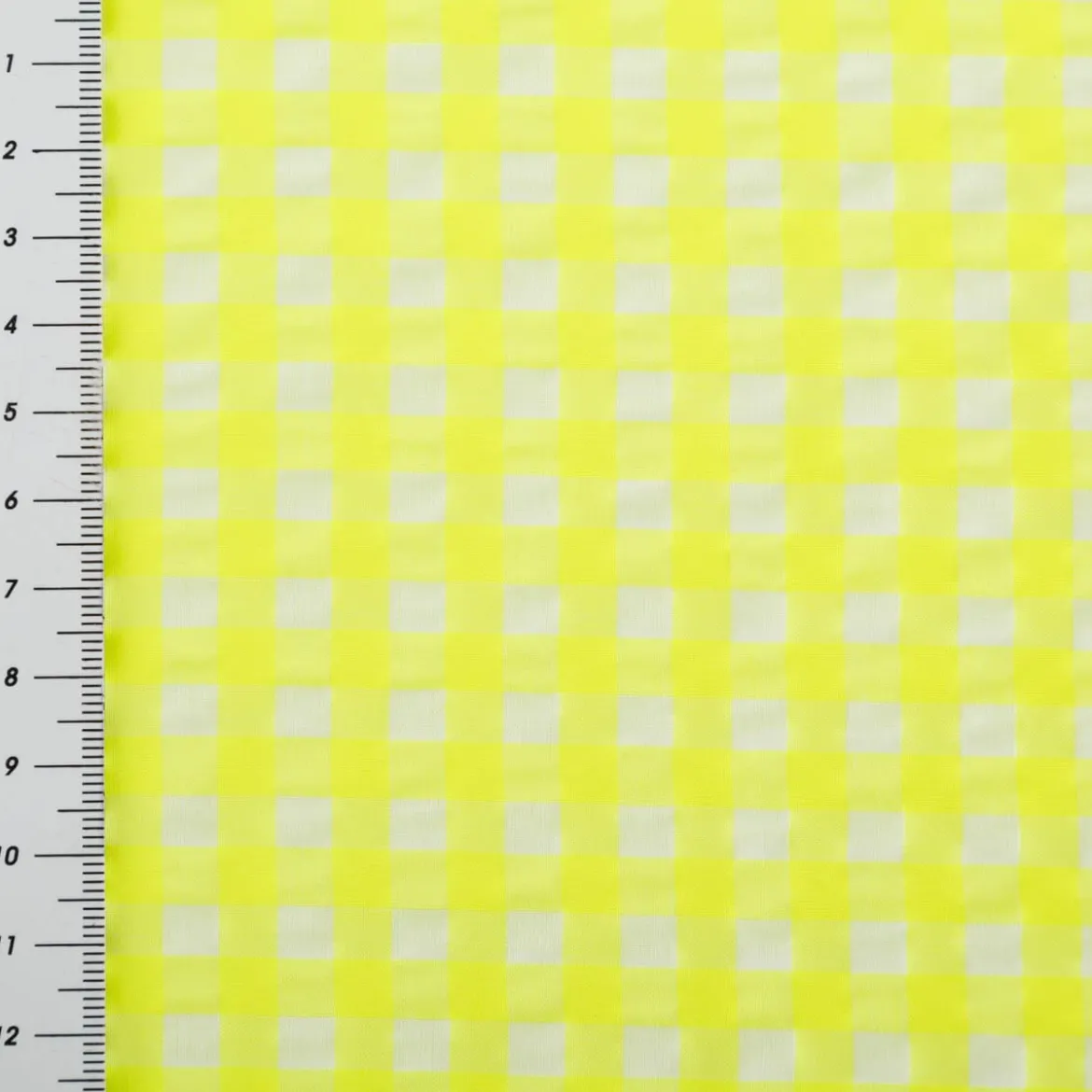 Seersucker Bekleidungsstoff YARN DYED Baumwollmischung Karo weiß neon gelb 1,45m Breite