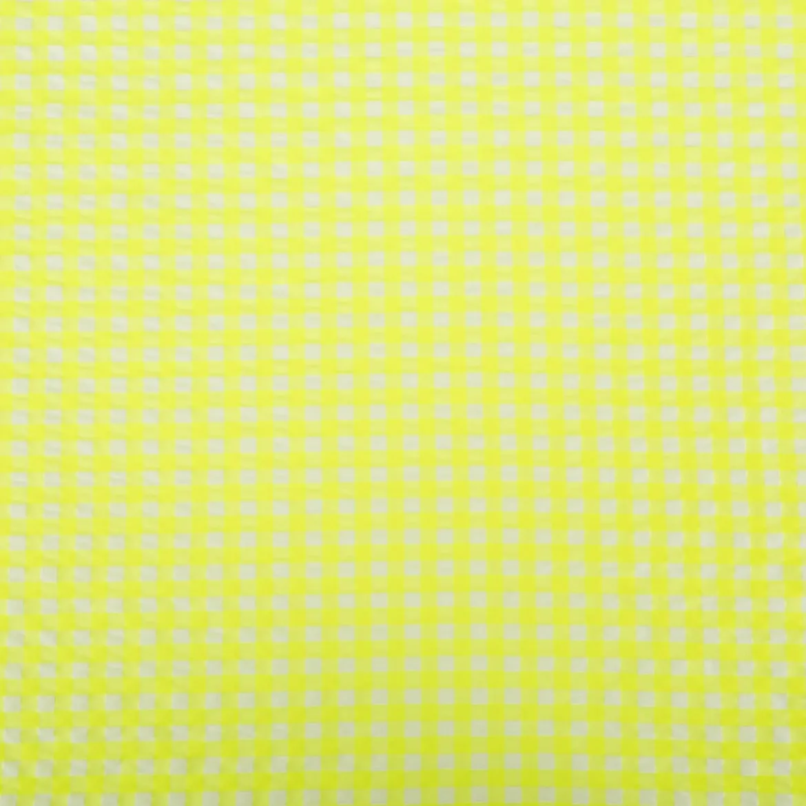 Seersucker Bekleidungsstoff YARN DYED Baumwollmischung Karo weiß neon gelb 1,45m Breite