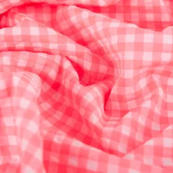 Seersucker Bekleidungsstoff YARN DYED Baumwollmischung Karo weiß neon pink 1,45m Breite